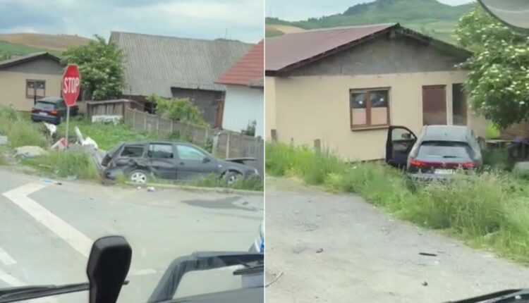 Accident cu două mașini la Boița, una a ajuns în zidul unei case